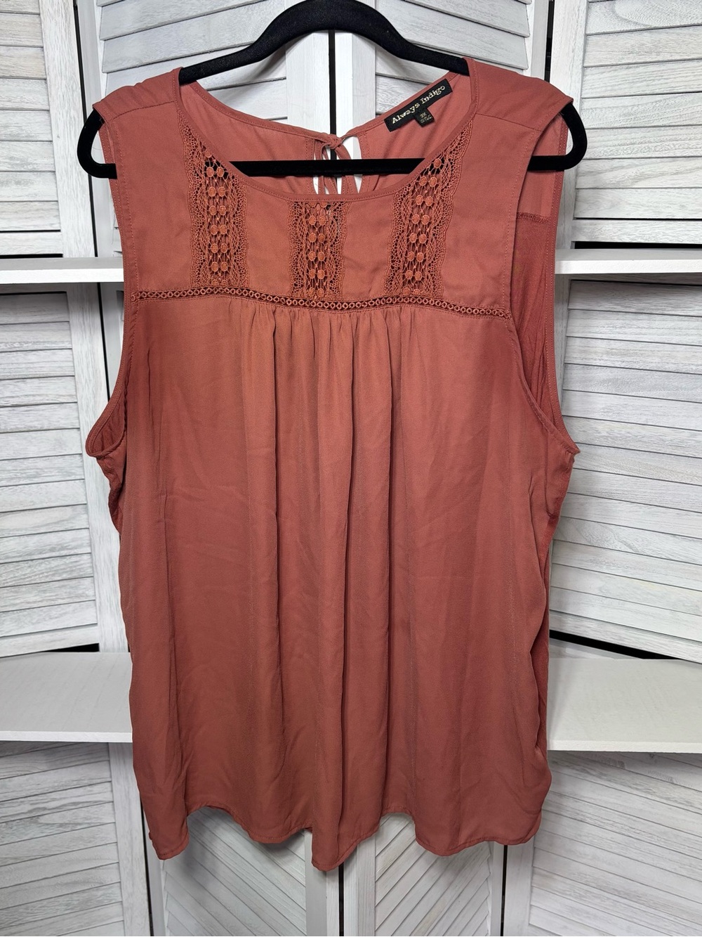 Always Indigo Rust Crochet Lace Sleeveless Blouse Plus 3X